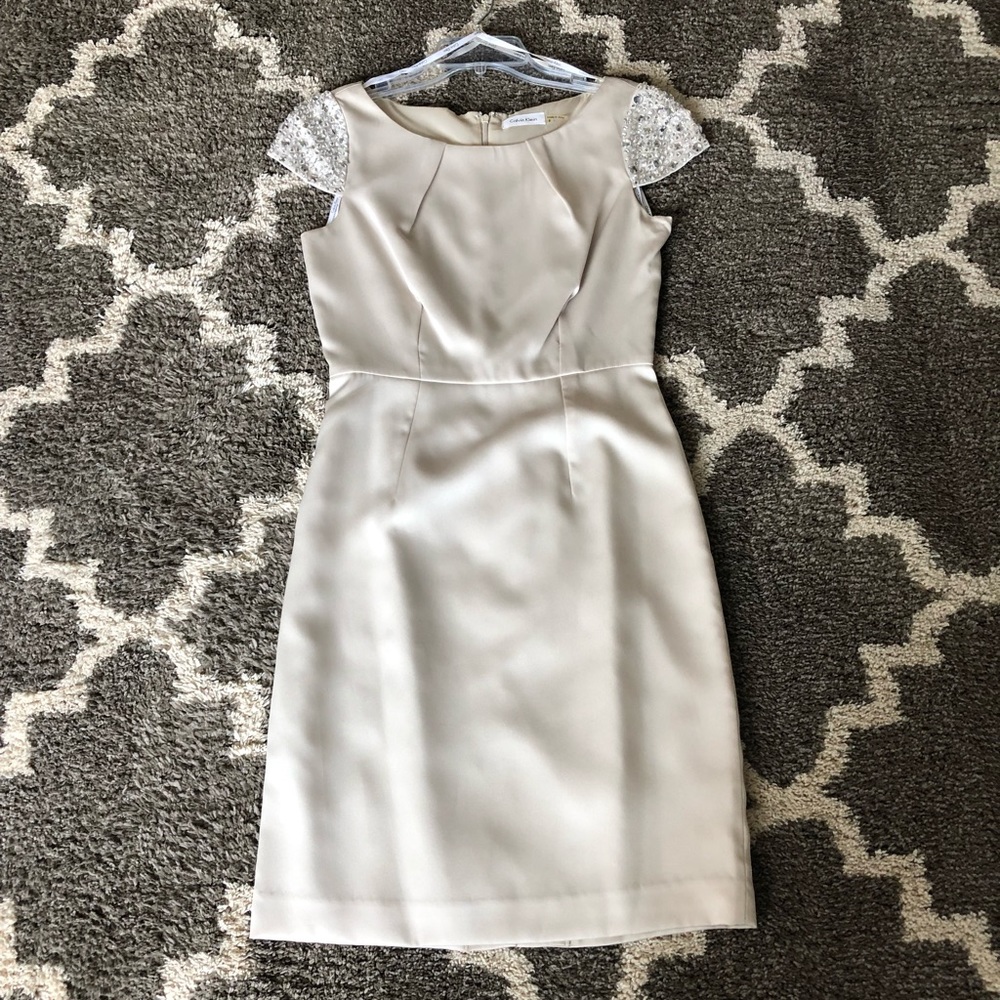 ✨Calvin Klein cream dress with jewel detail✨
